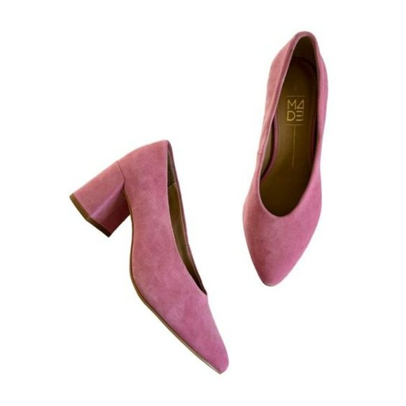 M4de Anthropologie Pink Suede Pumps - Picture 1 of 4